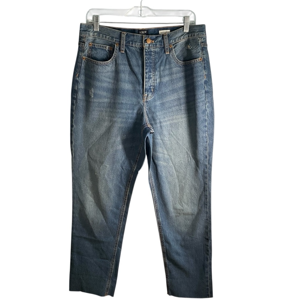 J. Crew Premium Edition Women's Blue High-Rise Button Fly Raw Hem Jeans Sz 30